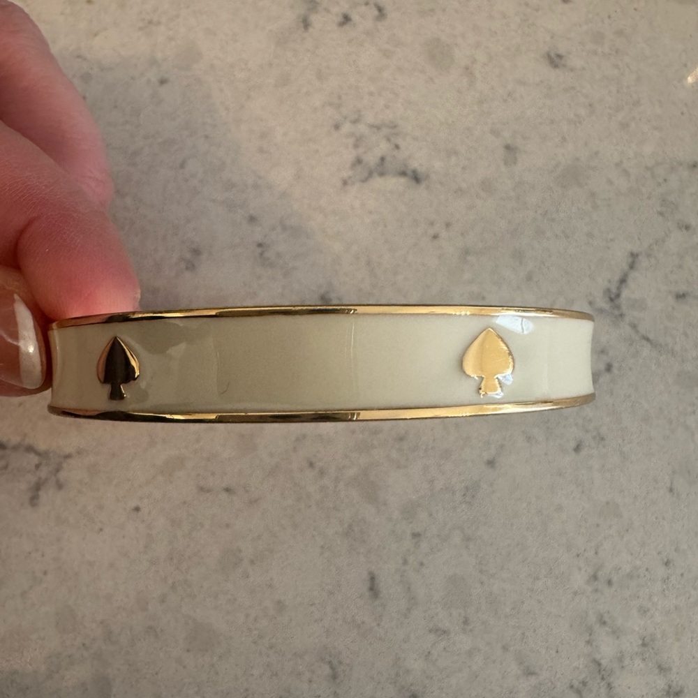 Kate Spade Cream Enamel Bangle with Gold Spade Accents